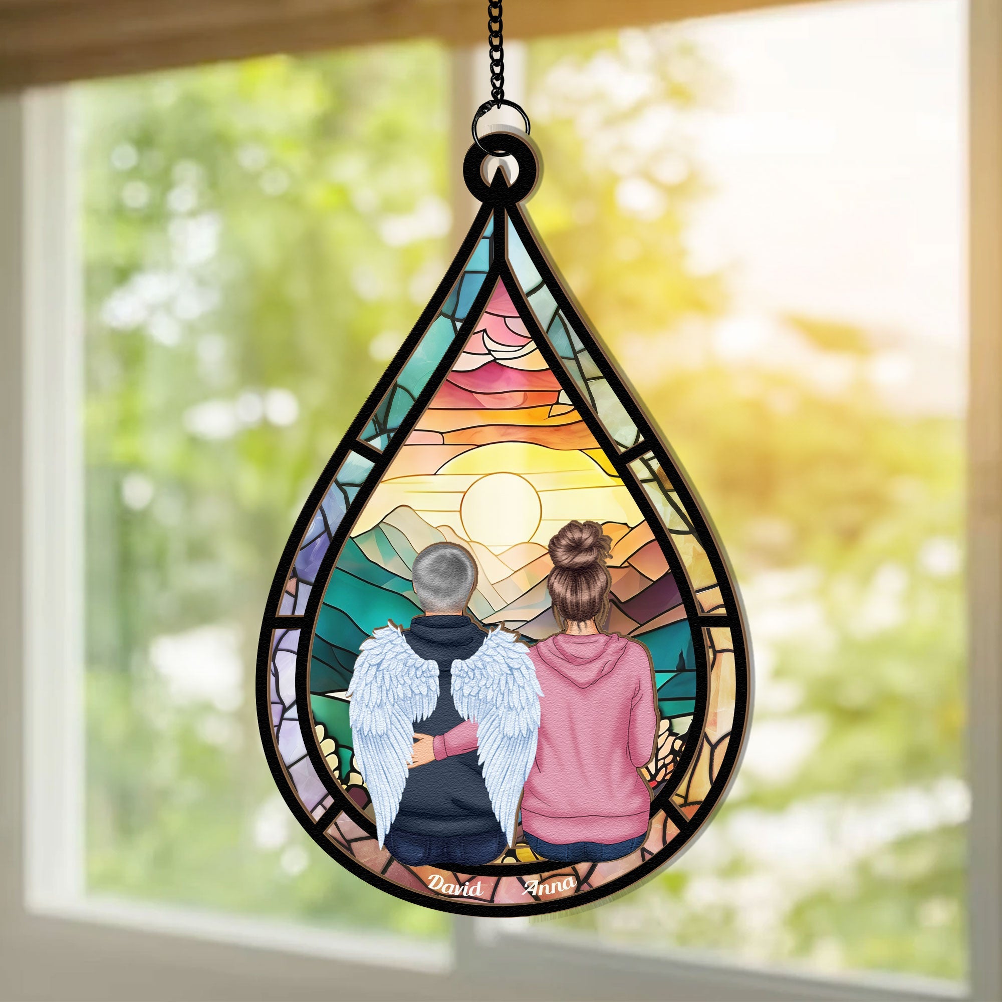 Memorial Teardrop Gift - Personalized Window Hanging Suncatcher Ornament