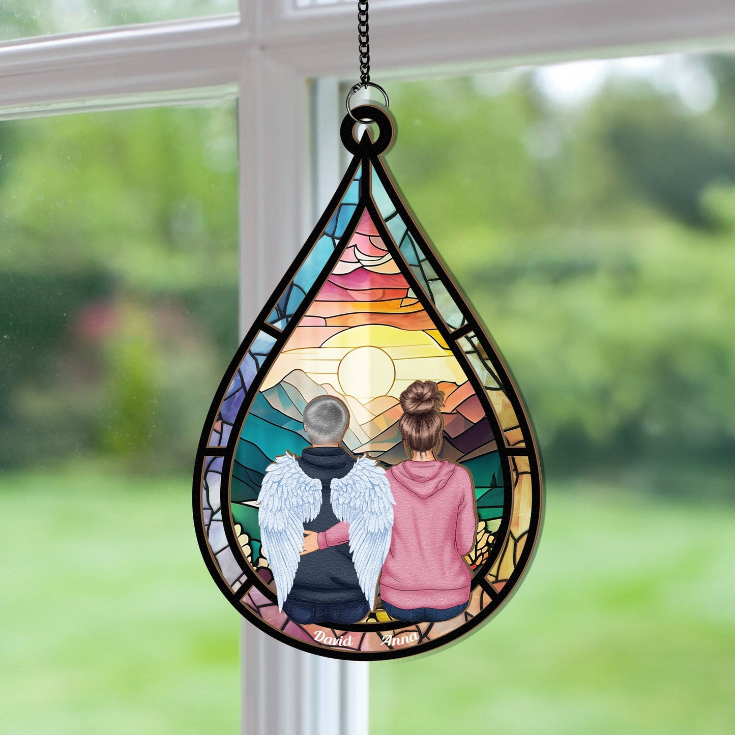 Memorial Teardrop Gift - Personalized Window Hanging Suncatcher Ornament