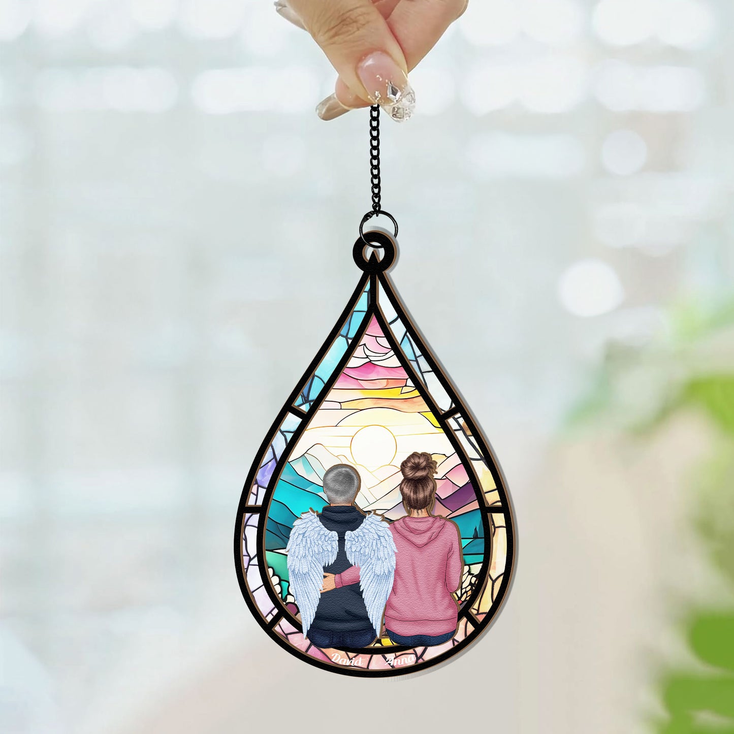Memorial Teardrop Gift - Personalized Window Hanging Suncatcher Ornament