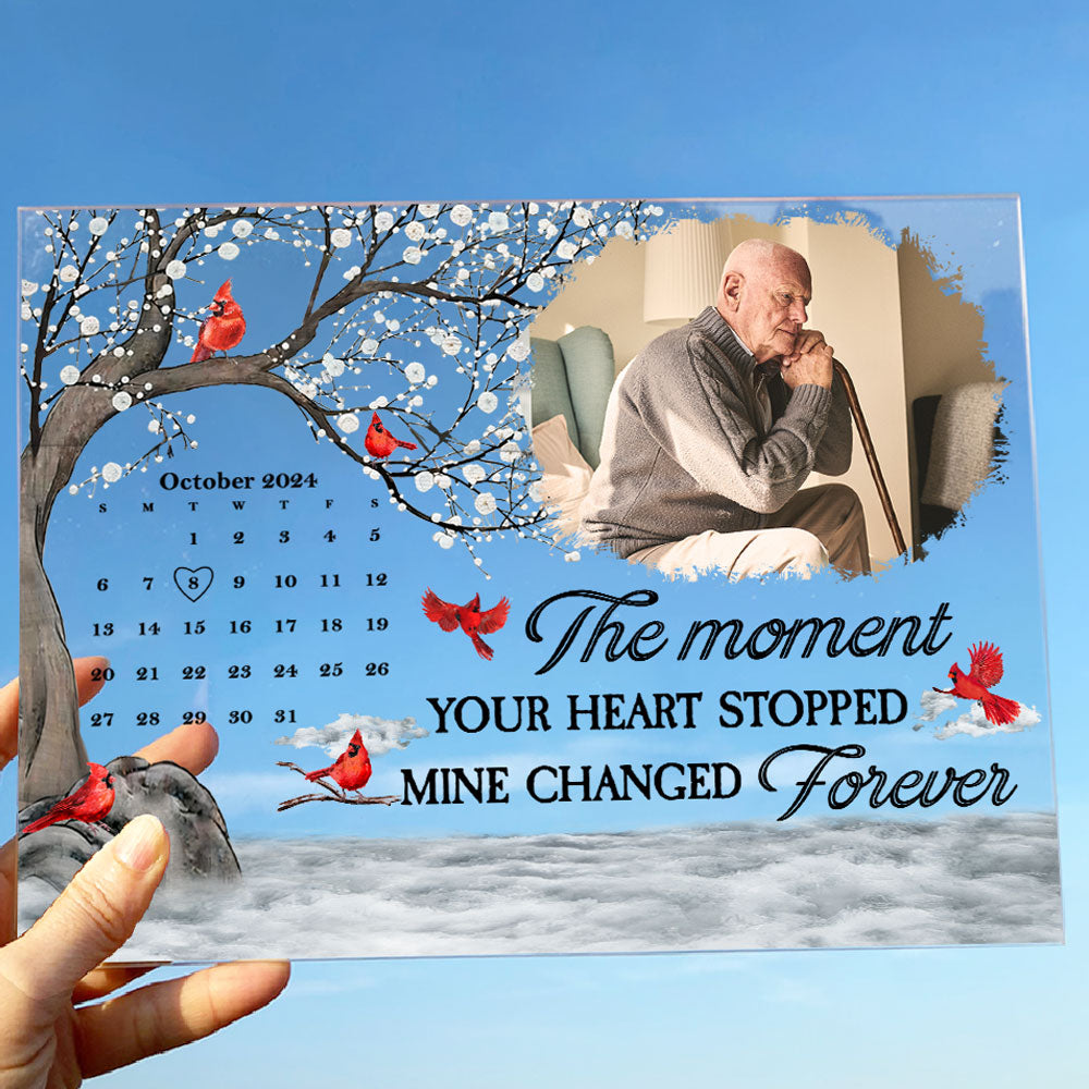 Memorial The Moment Your Heart Stopped - Personalized Acrylic Photo Plaque