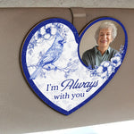 Memorial Toile De Jouy Style I'm Always With You - Personalized Wooden Photo Car Visor Clip