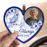 Memorial Toile De Jouy Style I'm Always With You - Personalized Wooden Photo Car Visor Clip
