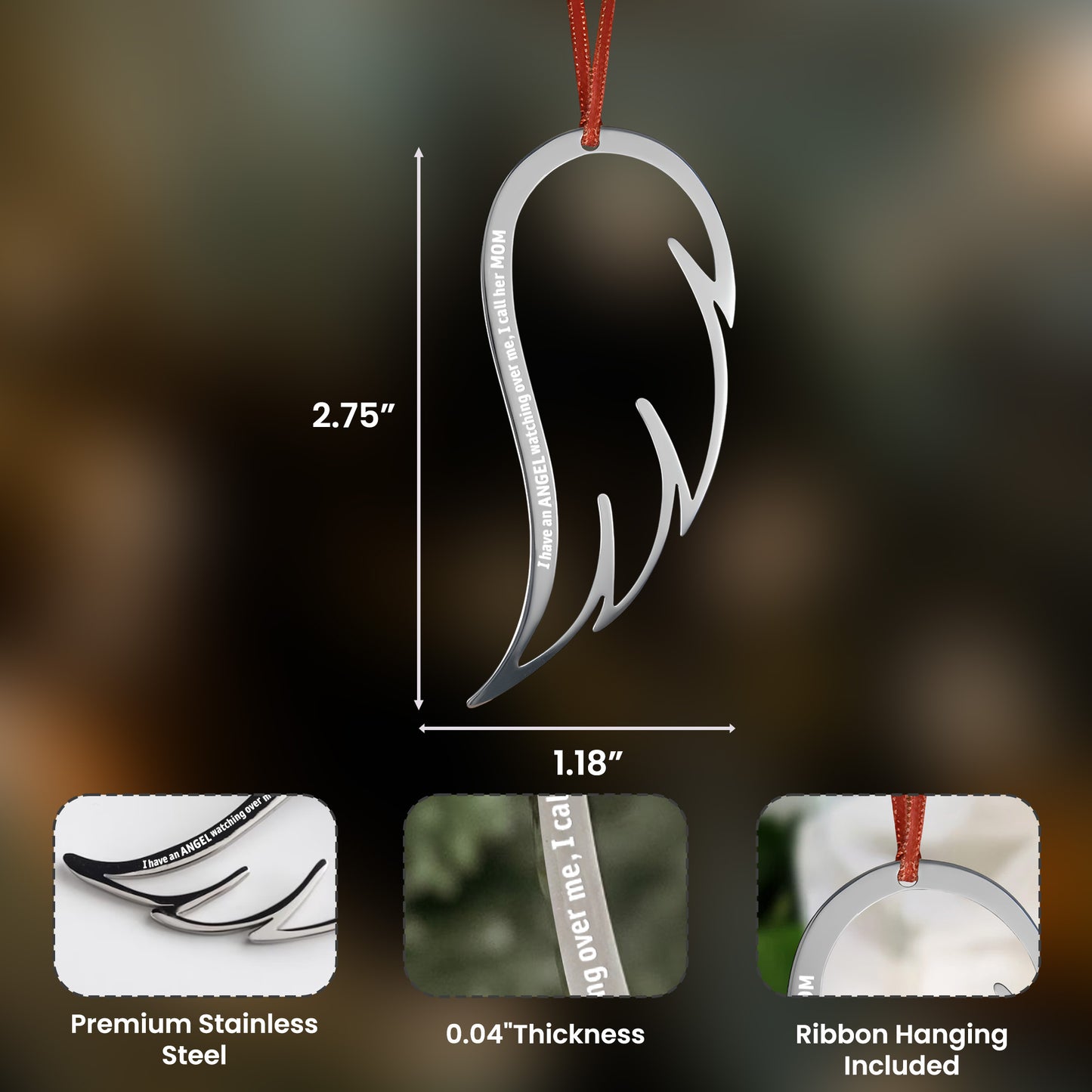 Memorial Wing Angel - Personalized Engraved Wing Ornament