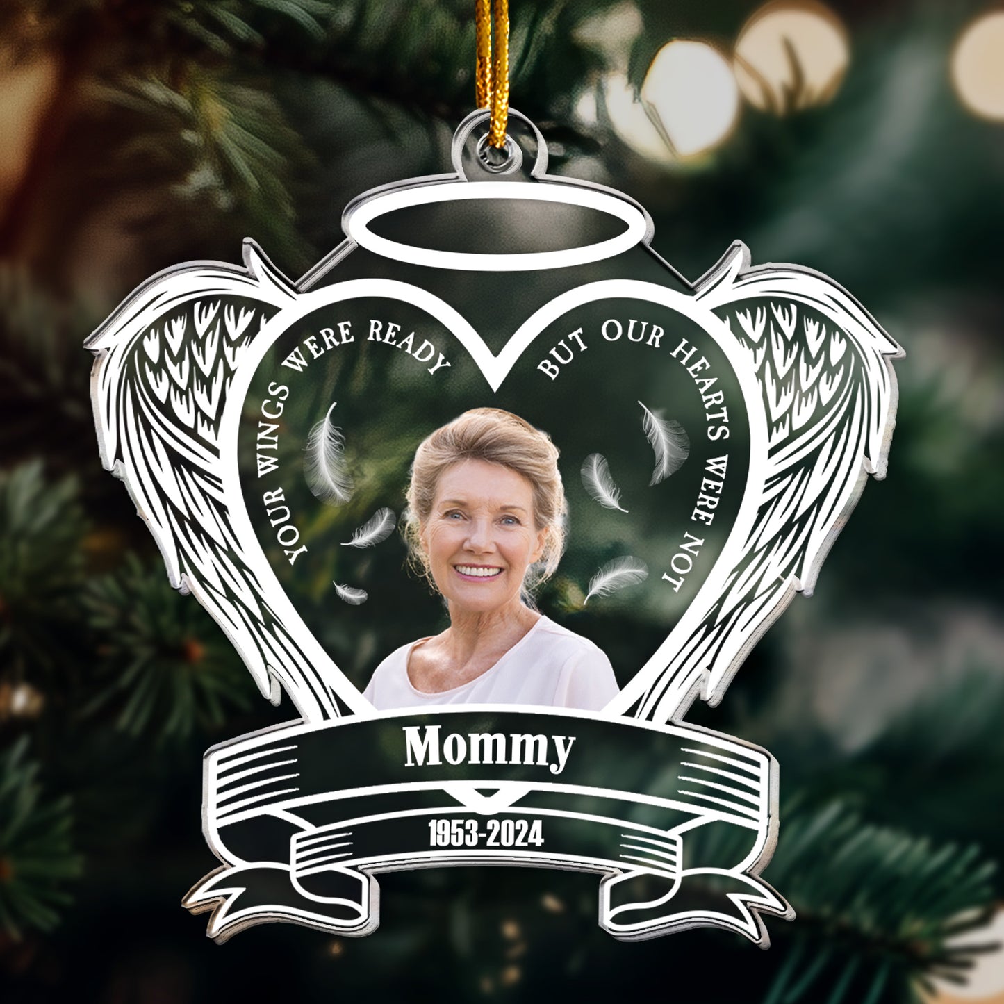 Memorial With Wings - Personalized Acrylic Photo Ornament