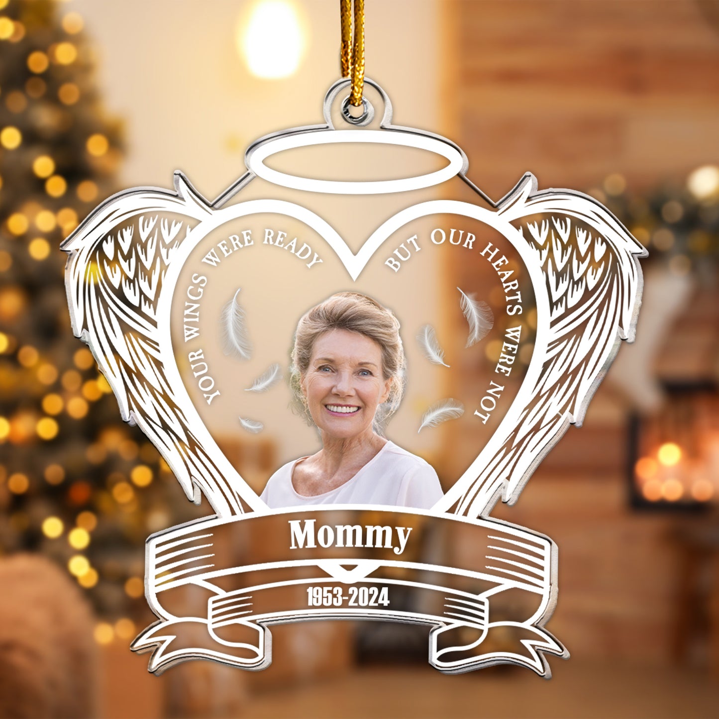 Memorial With Wings - Personalized Acrylic Photo Ornament