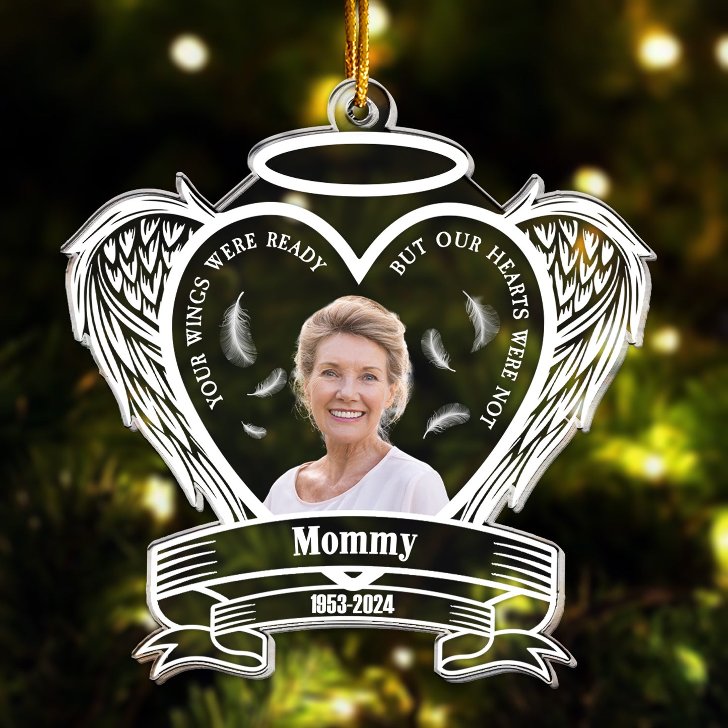 Memorial With Wings - Personalized Acrylic Photo Ornament