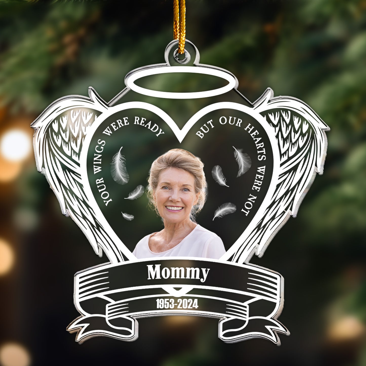 Memorial With Wings - Personalized Acrylic Photo Ornament