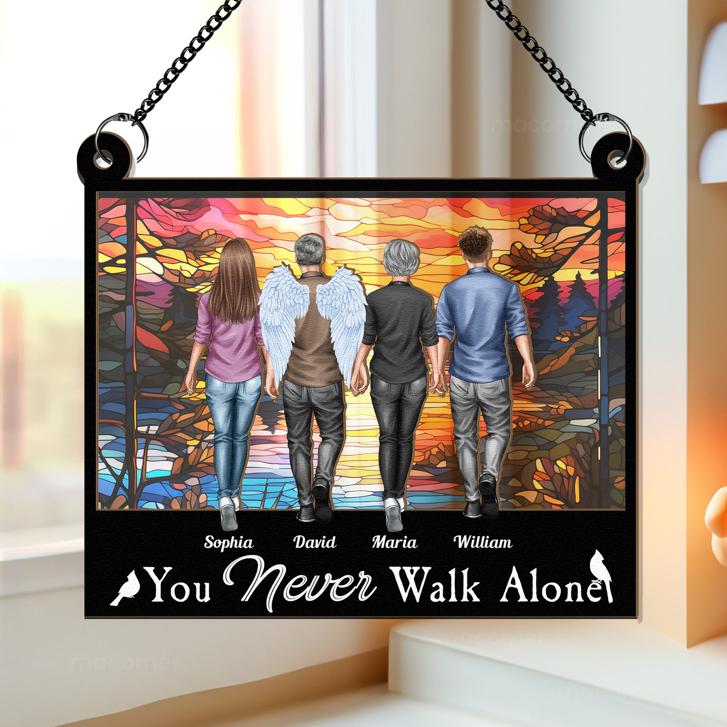 Memorial You Never Walk Alone - Personalized Window Hanging Suncatcher Ornament