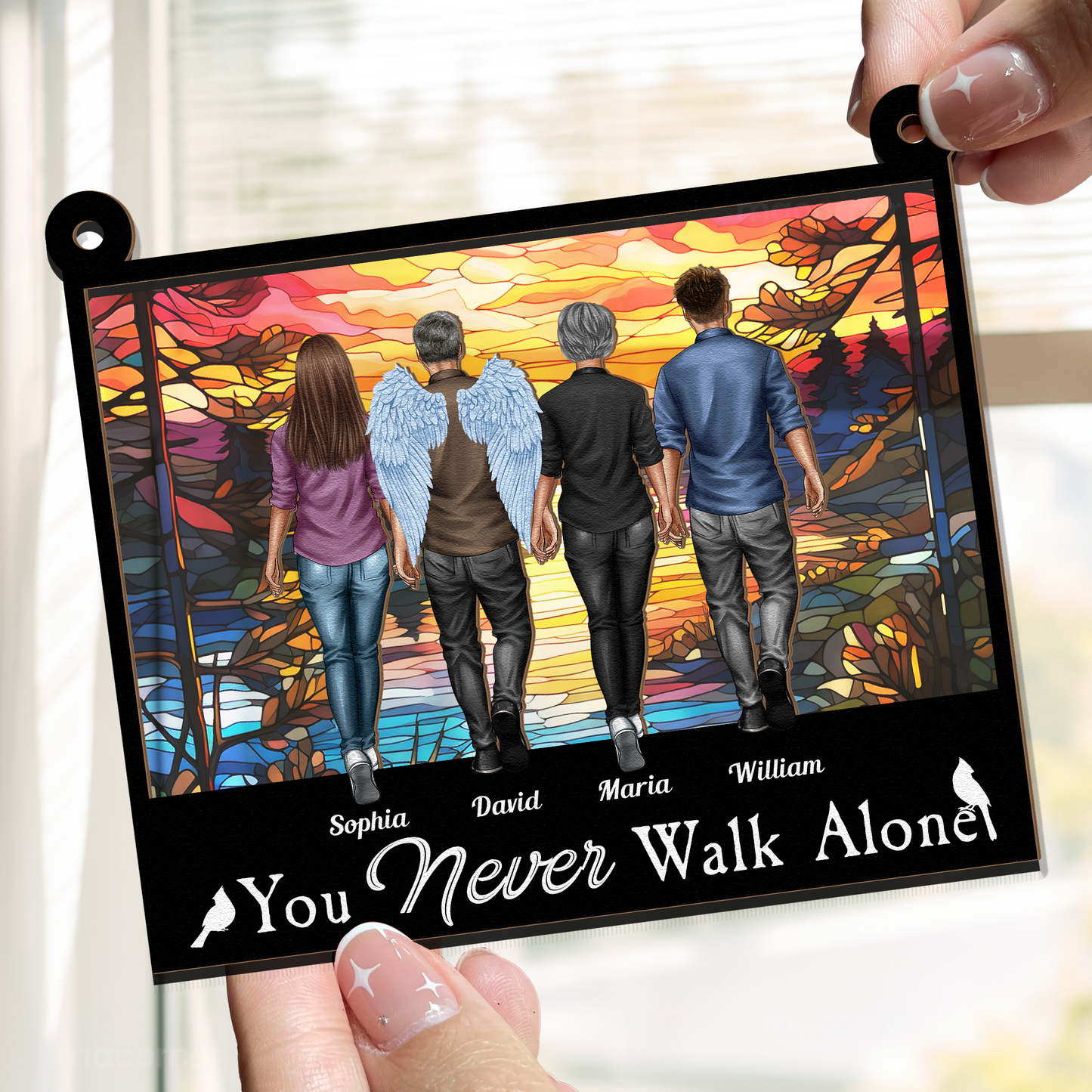 Memorial You Never Walk Alone - Personalized Window Hanging Suncatcher Ornament