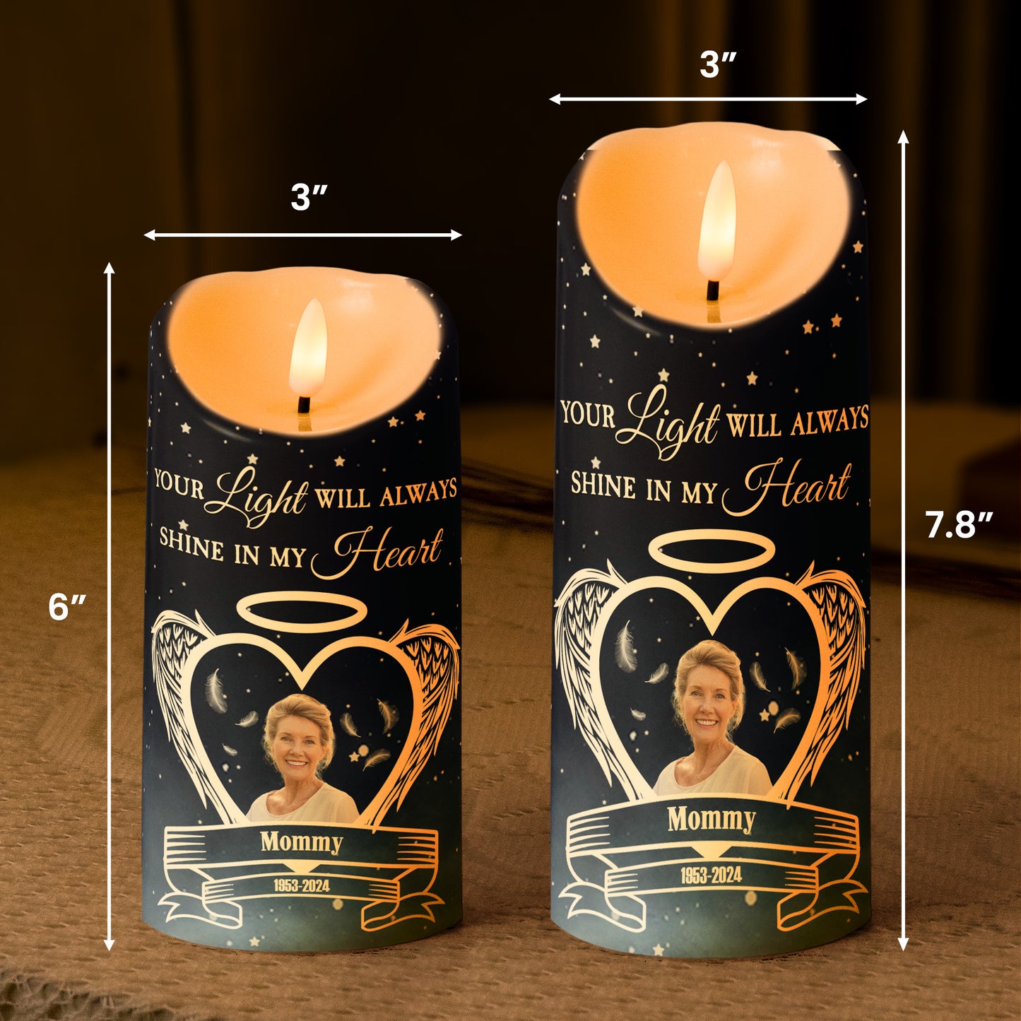 Memorial Your Light Will Always Shine In My Heart - Personalized Photo LED Candle
