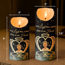 Memorial Your Light Will Always Shine In My Heart - Personalized Photo LED Candle