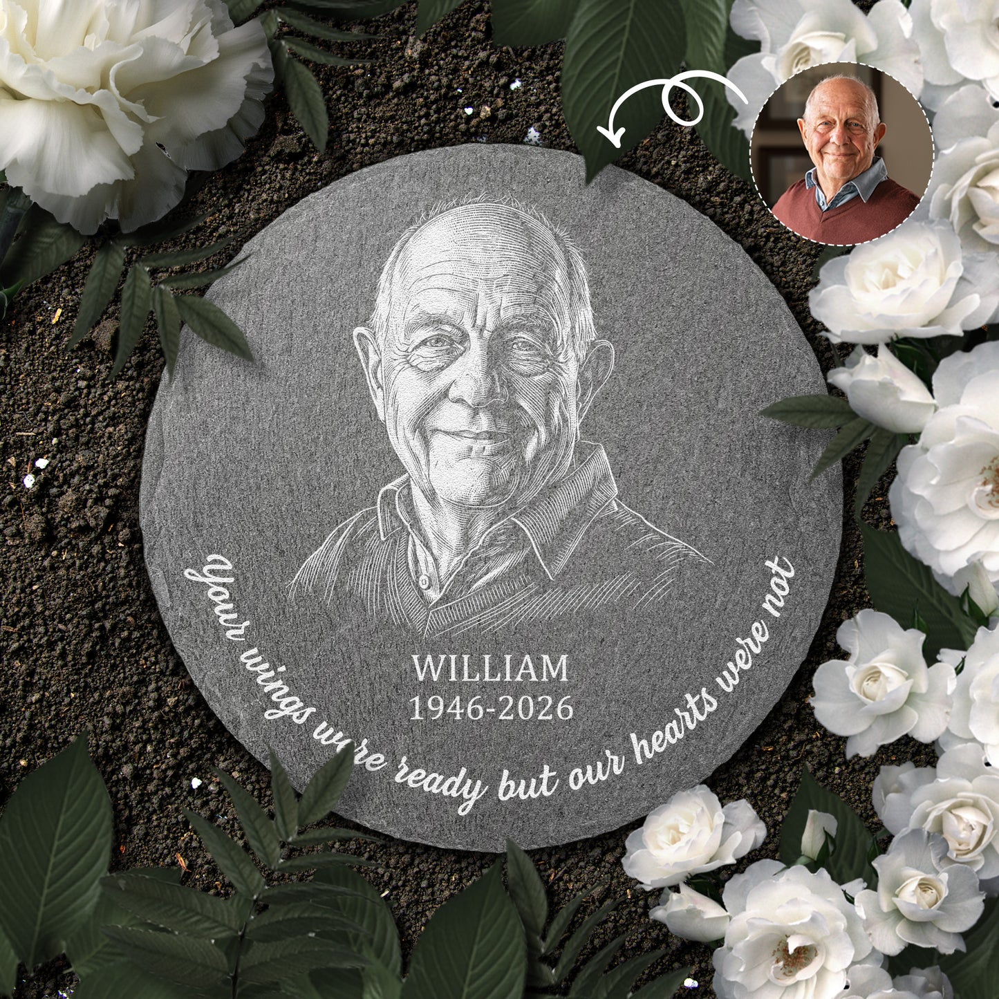 Memorial-Gifts-Custom-Photo-Sketch-Line-Art-Your-Wings-Were-Ready-Personalized-Stone-1