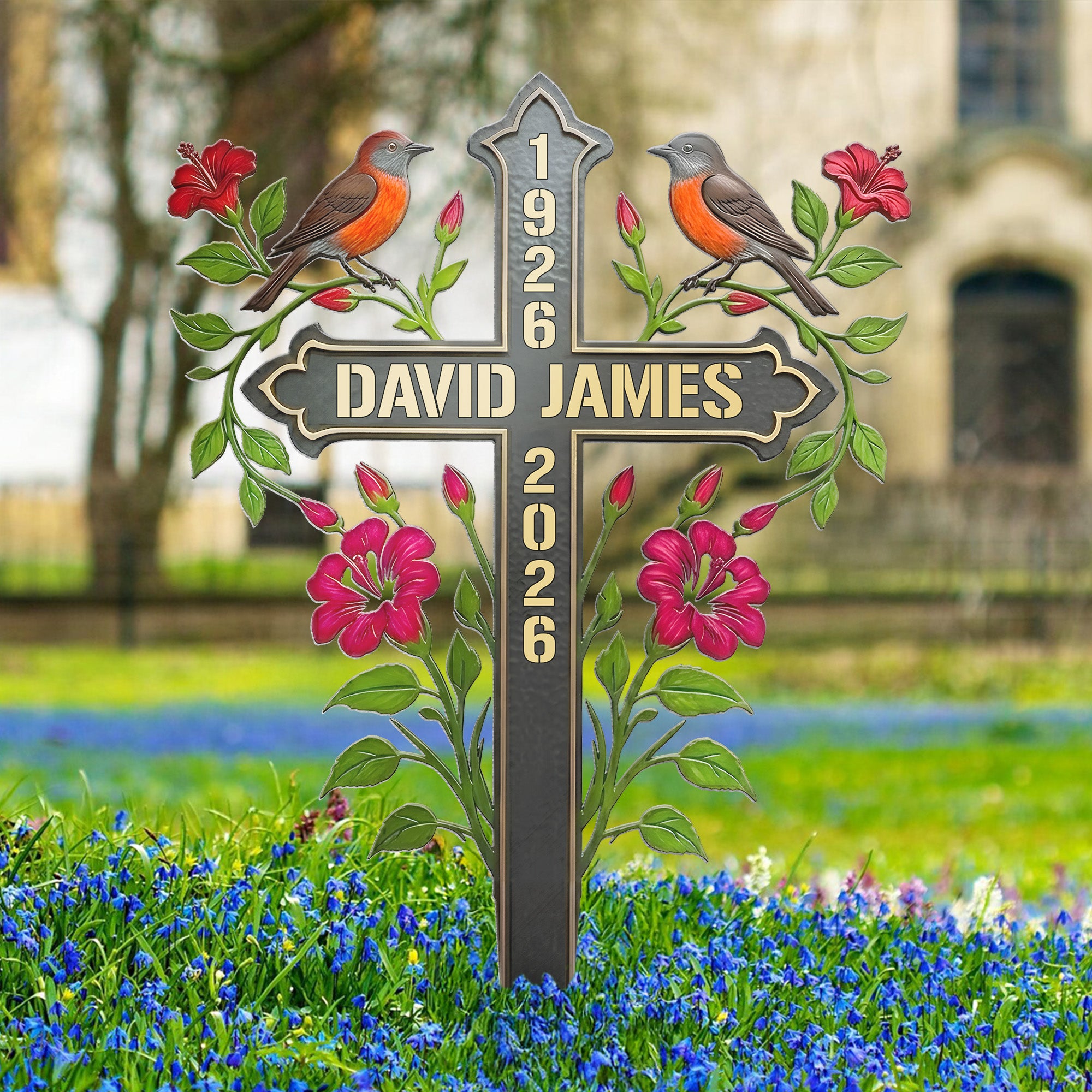 Memorial-Metal-Cross-Stake-Grave-Marker-Remembrance-Gift-Personalized-Garden-Stake-1