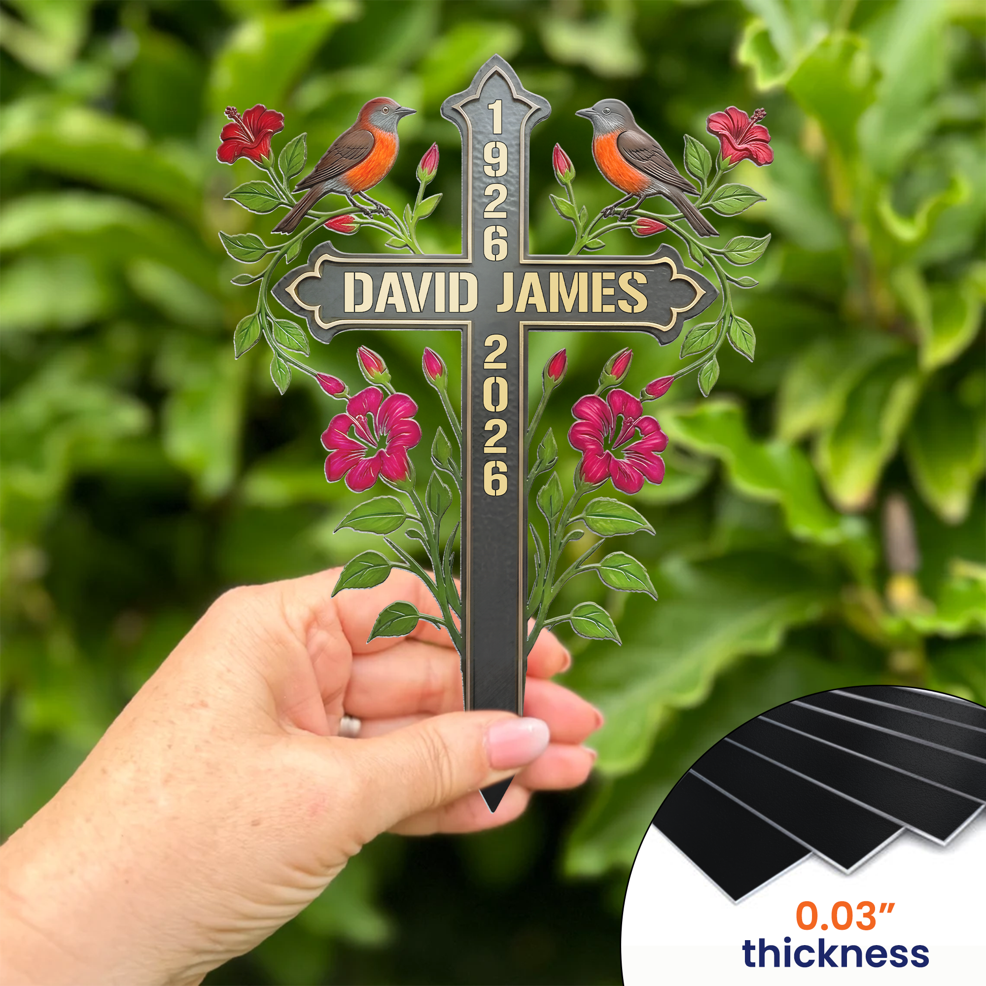 Memorial-Metal-Cross-Stake-Grave-Marker-Remembrance-Gift-Personalized-Garden-Stake-2