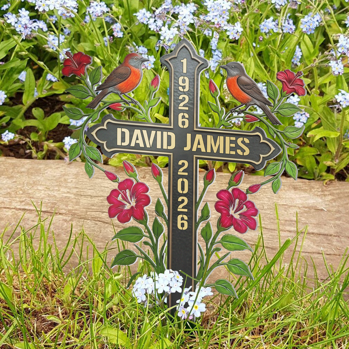 Memorial-Metal-Cross-Stake-Grave-Marker-Remembrance-Gift-Personalized-Garden-Stake-3