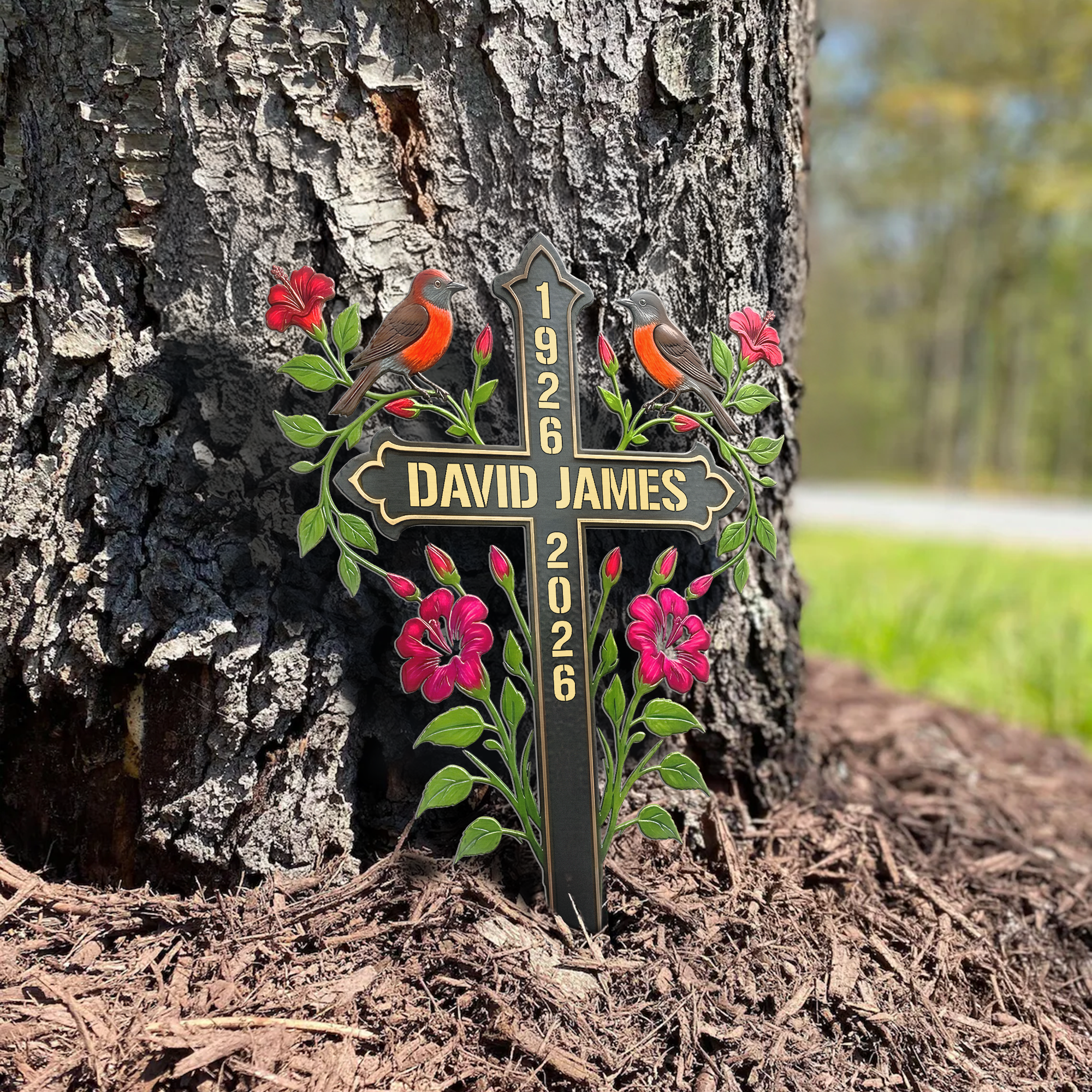 Memorial-Metal-Cross-Stake-Grave-Marker-Remembrance-Gift-Personalized-Garden-Stake-4