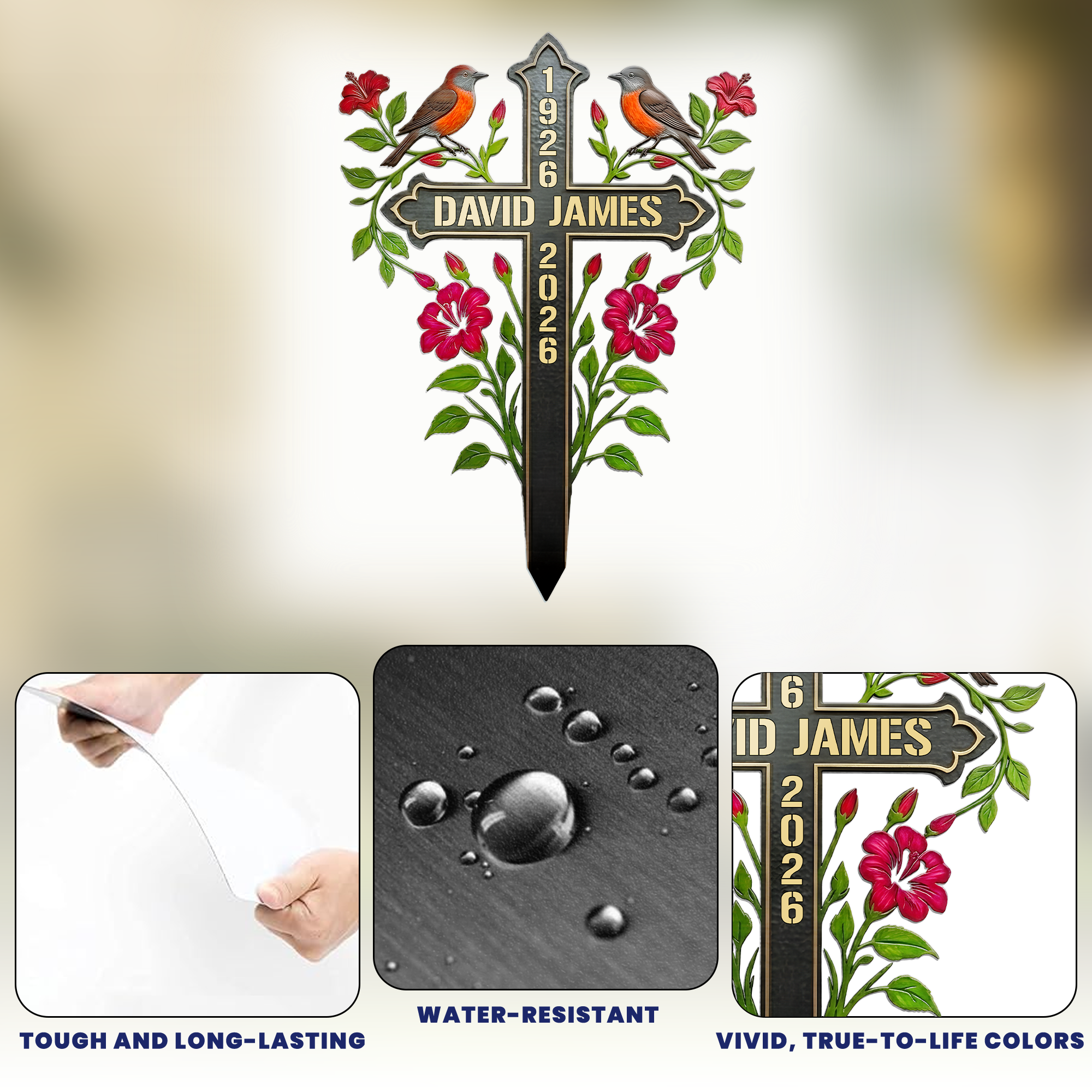 Memorial-Metal-Cross-Stake-Grave-Marker-Remembrance-Gift-Personalized-Garden-Stake-5