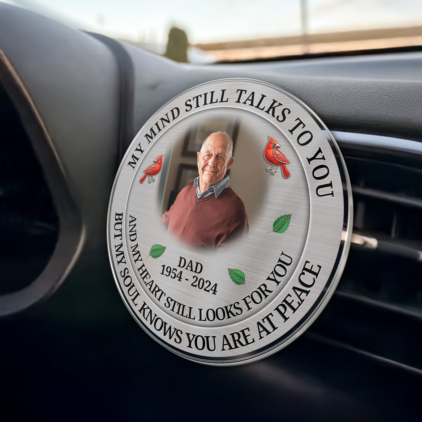 Memorial My Mind Still Talks To You - Personalized Photo Acrylic Car Vent Clip