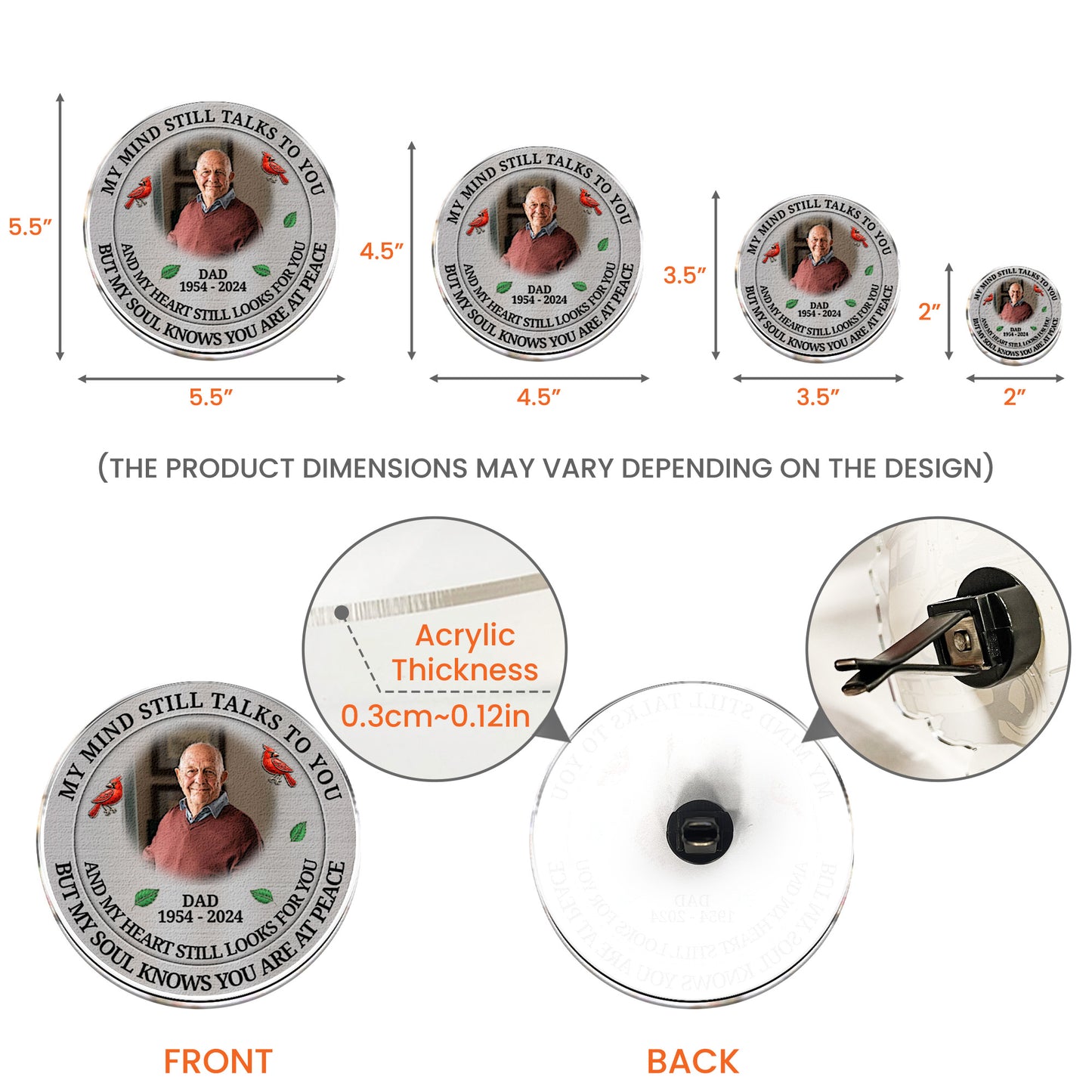 Memorial My Mind Still Talks To You - Personalized Photo Acrylic Car Vent Clip