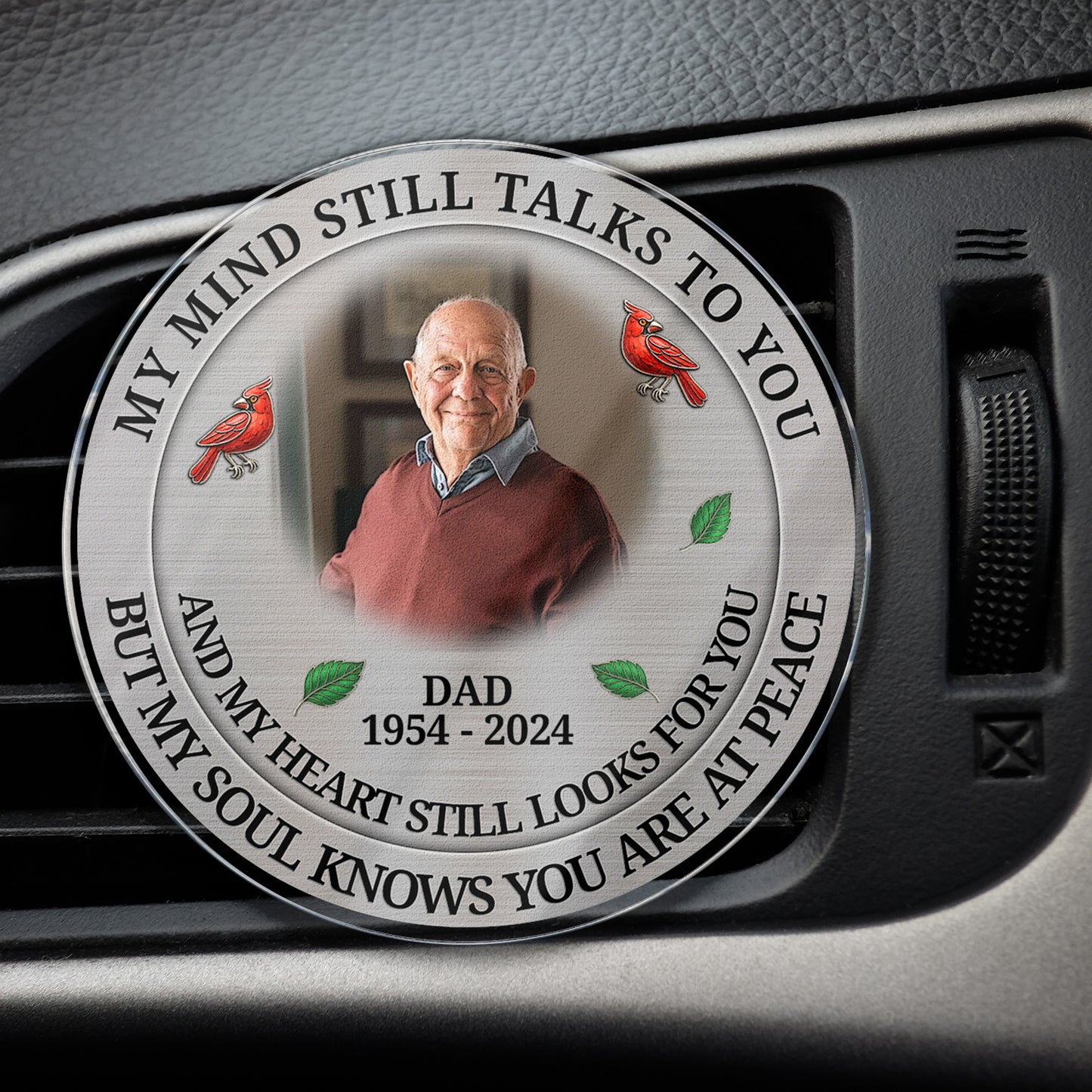 Memorial My Mind Still Talks To You - Personalized Photo Acrylic Car Vent Clip