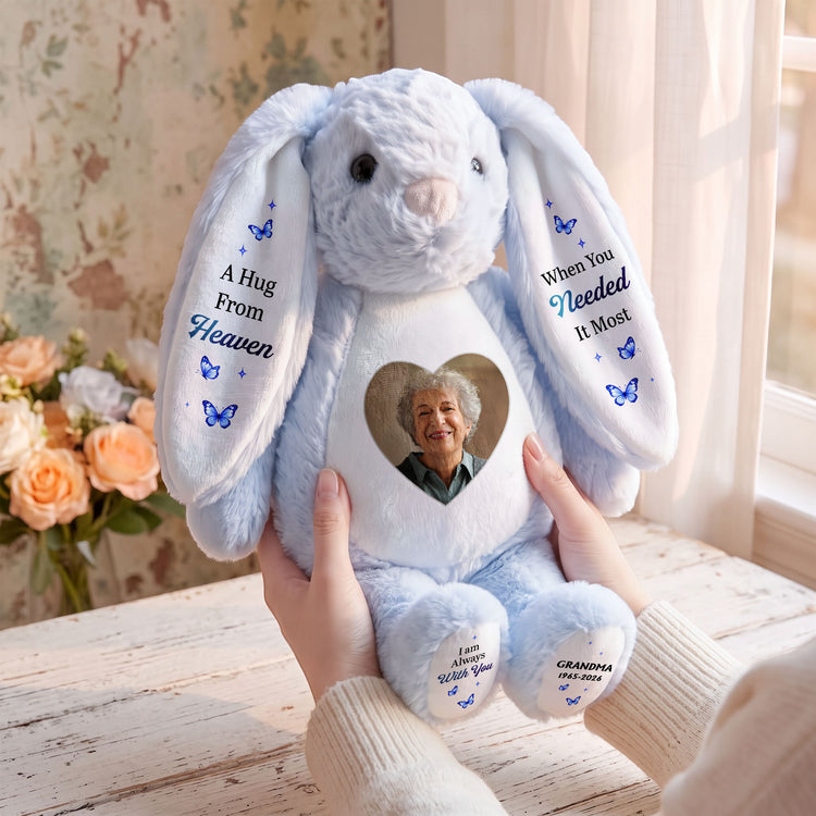 Memorial-Sympathy-Gifts-For-Loss-Of-Mom,-Dad,-Loved-One-Personalized-Bunny-Plush-2