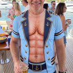 Men’s Funny 3D Captain Summer Party, Birthday, Bachelor Costume, Halloween Cosplay - Personalized Shirt