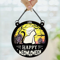 Meowloween Cat - Personalized Window Hanging Suncatcher Ornament