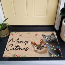 Meowy Catmas - 3D Style - Personalized Doormat