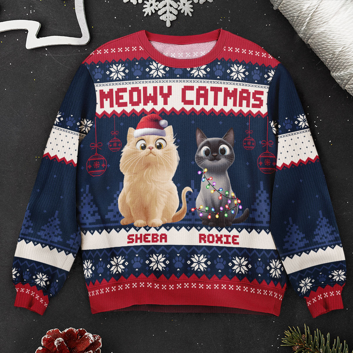 Meowy Catmas - 3D Style - Personalized Ugly Sweater