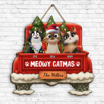 Meowy Catmas - 3D Style - Personalized Wood Sign