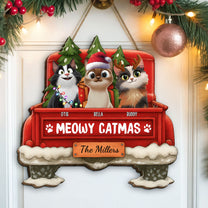 Meowy Catmas - 3D Style - Personalized Wood Sign