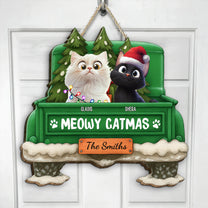 Meowy Catmas - 3D Style - Personalized Wood Sign
