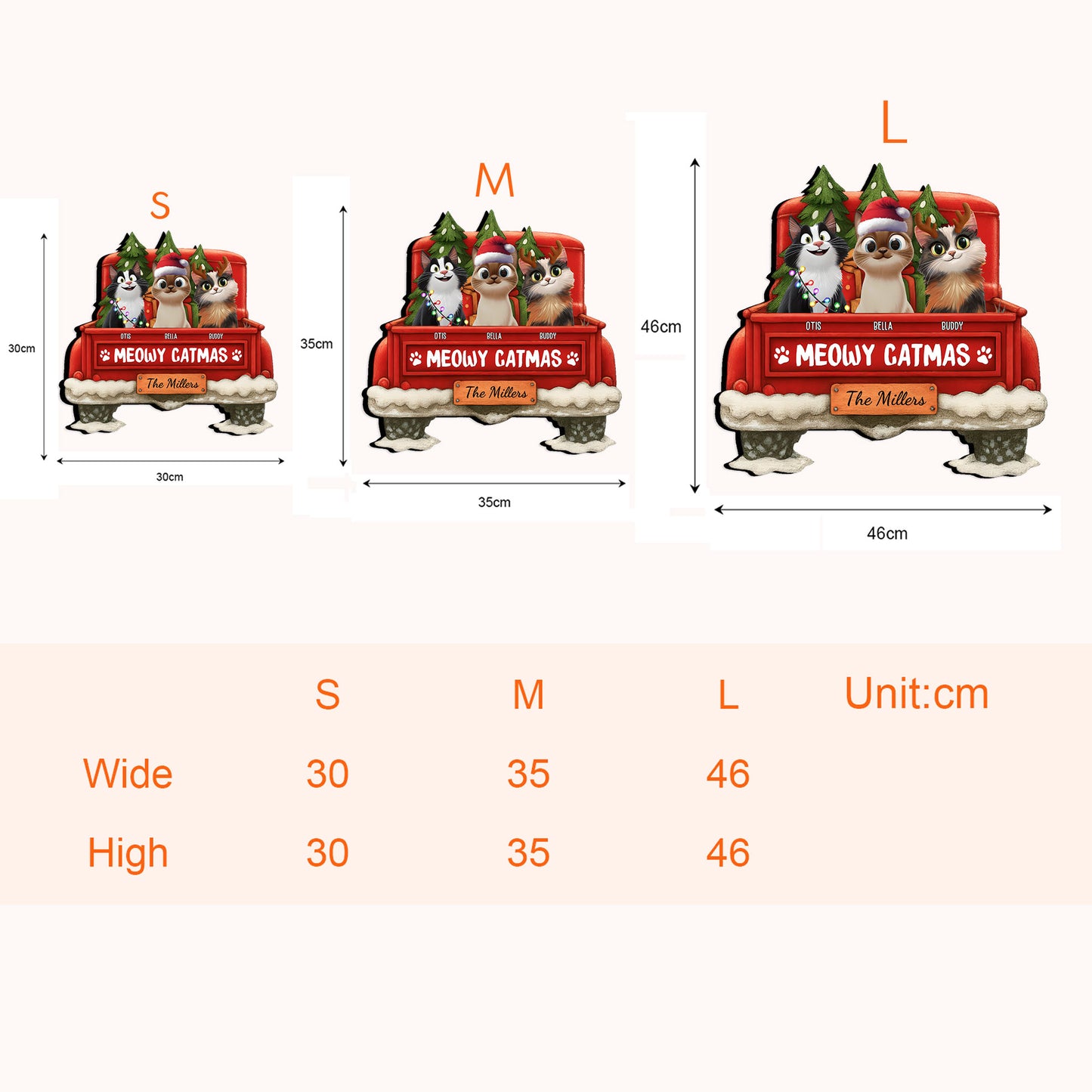 Meowy Catmas - 3D Style - Personalized Wood Sign