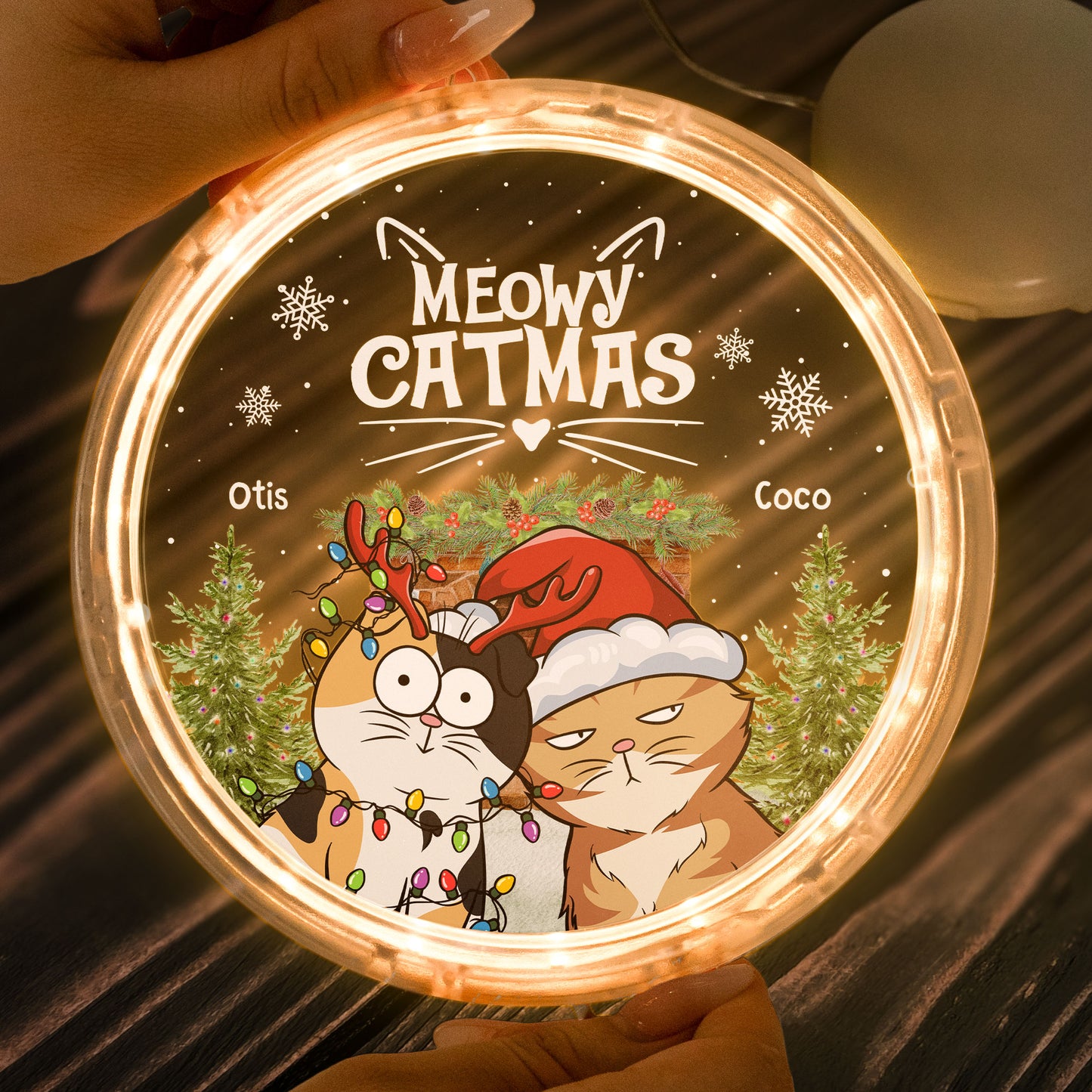 Meowy Catmas - Funny Style - Personalized LED Pendant Light