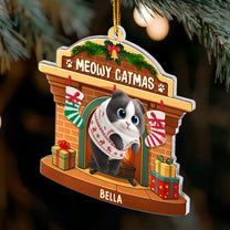Meowy Catmas - Hanging Cat - Personalized Acrylic Ornament