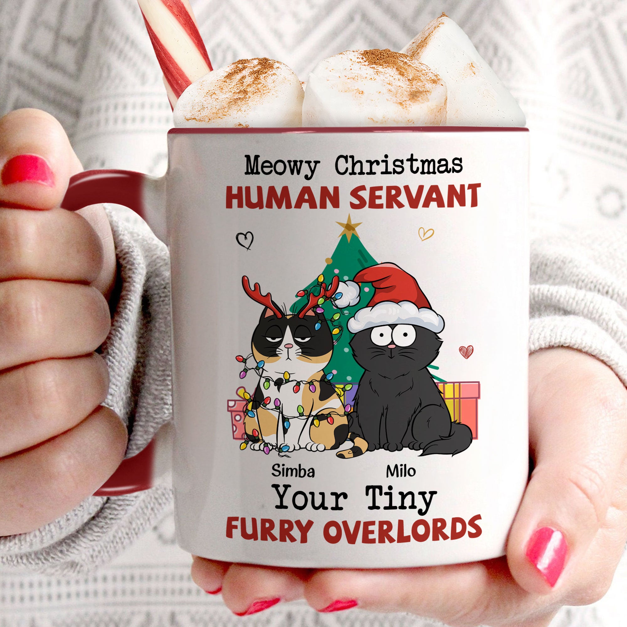 Meowy Christmas Human Servant - Personalized Accent Mug