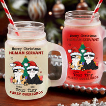 Meowy Christmas - Personalized Mason Jar Cup With Straw