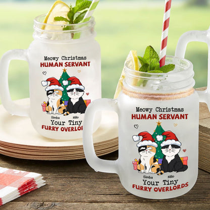 Meowy Christmas - Personalized Mason Jar Cup With Straw