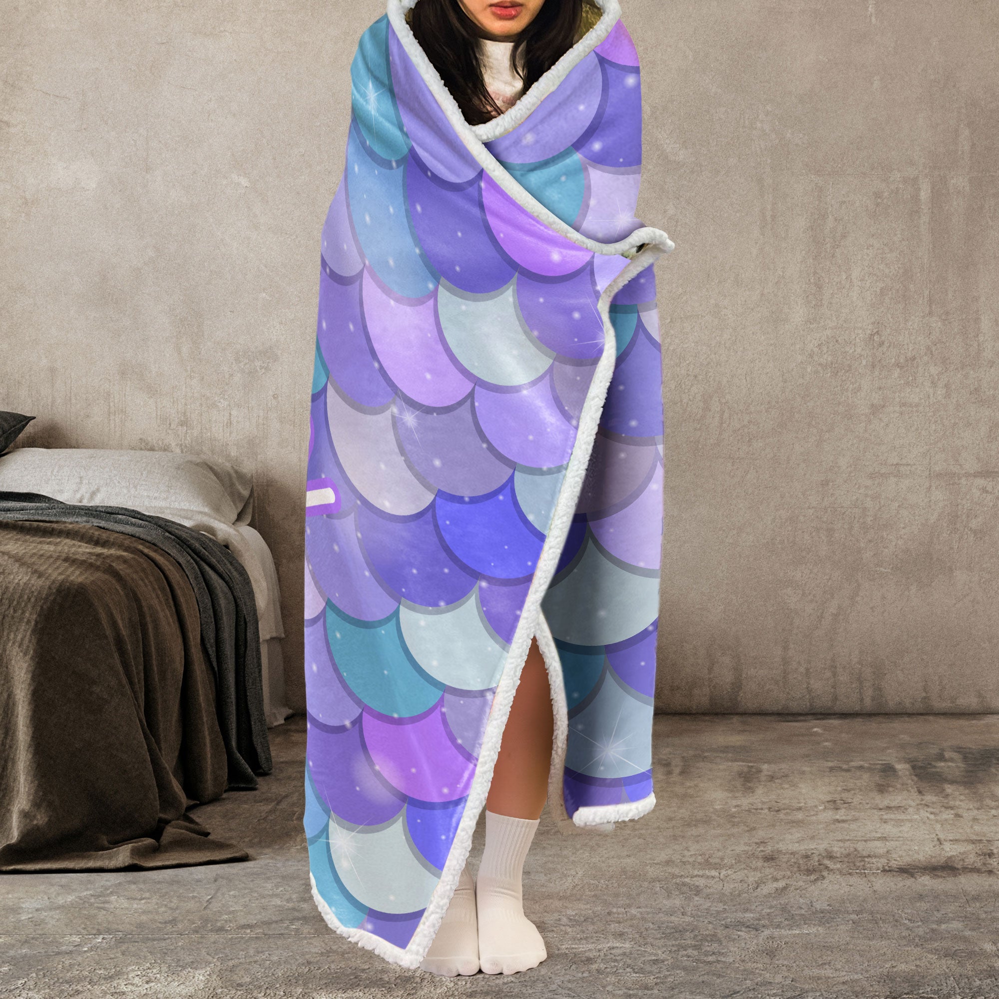 Mermaid Blanket For Kid - Personalized Wearable Blanket Hoodie