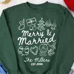Merry And Married Couple Matching Sweatshirts - Personalized Sweatshirts