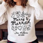 Merry And Married Couple Matching Sweatshirts - Personalized Sweatshirts
