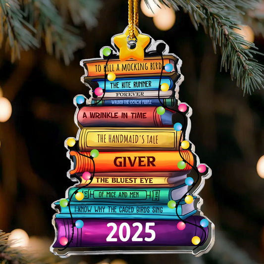 Merry Bookmas - Personalized Acrylic Ornament