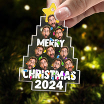 Merry Christmas Custom Photo Christmas Tree - Personalized Acrylic Photo Ornament