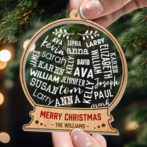 Merry Christmas Family - Personalized Wood And Acrylic Ornament