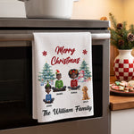 Merry Christmas Family Sitting - Personalized Kitchen Towel