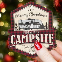 Merry Christmas From Our Campsite - Personalized Wooden Ornament