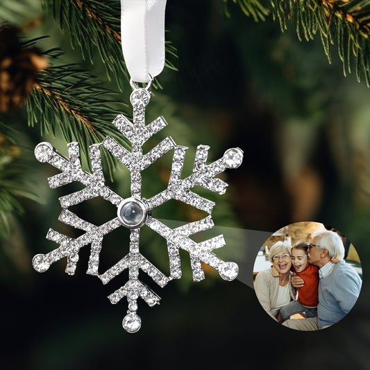 Merry Christmas Grandma & Grandpa - Custom Photo Projection Snowflake Ornament