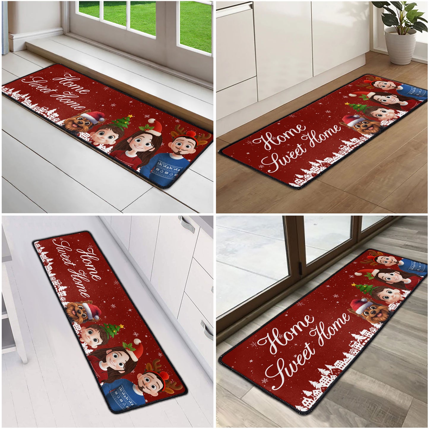 Merry Christmas Home Sweet Home - Personalized Runner Rug
