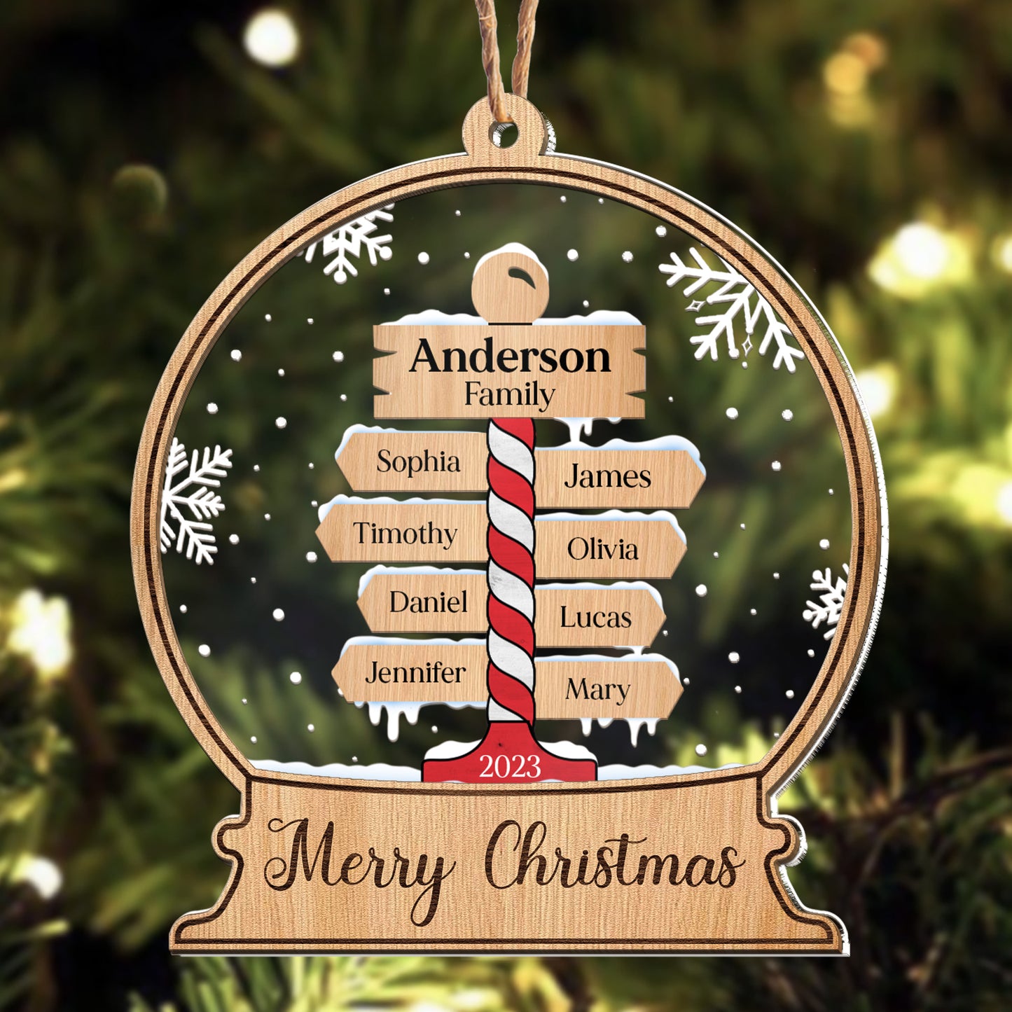 Merry Christmas - Personalized Wood And Acrylic Ornament