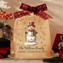 Merry Christmas Vintage Style - Personalized Lighted Burlap Sack